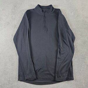 Omni Wool‎ Mens XL Black Quarter Zip Base Layer Pullover Wool Blend